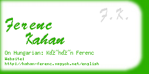 ferenc kahan business card